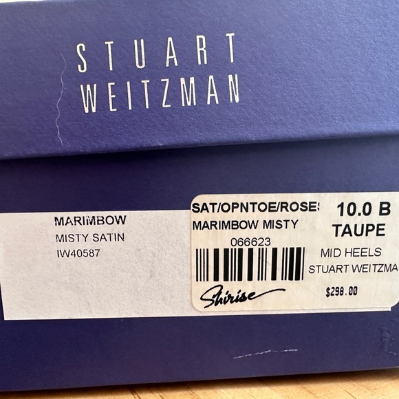 NIB Stuart Weitzman Tan Satin Roses Open Toe US 10 Covered 3" Stiletto heel $298 - Picture 7 of 7